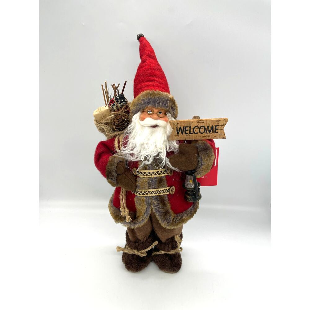 Christmas Martha Stewart Home Santa Holding Lantern & Welcome Sign